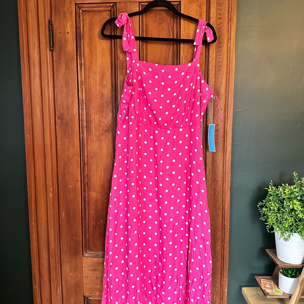 Draper James Pink and White Bow Strap Dress